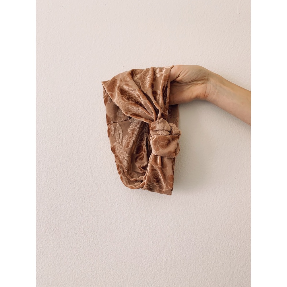 Pink floral knit headband